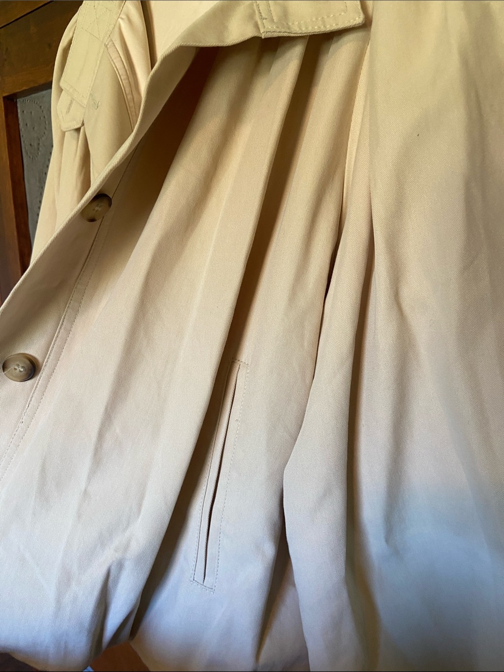 Aaron & Amber Bubble Tan Khaki Gathered Gabardine Jacket Size S - Picture 6 of 11